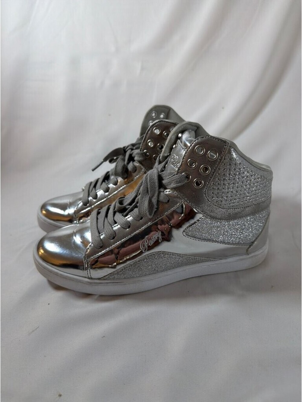 Pastry Silver Metallic Glitter High-Top Sneakers